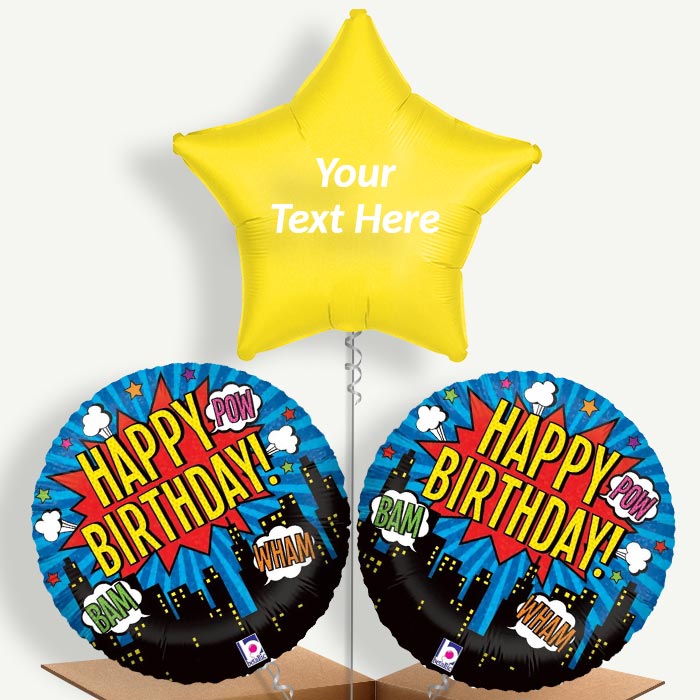 Personalisable Superhero Happy Birthday Helium Balloons  | Party Save Smile