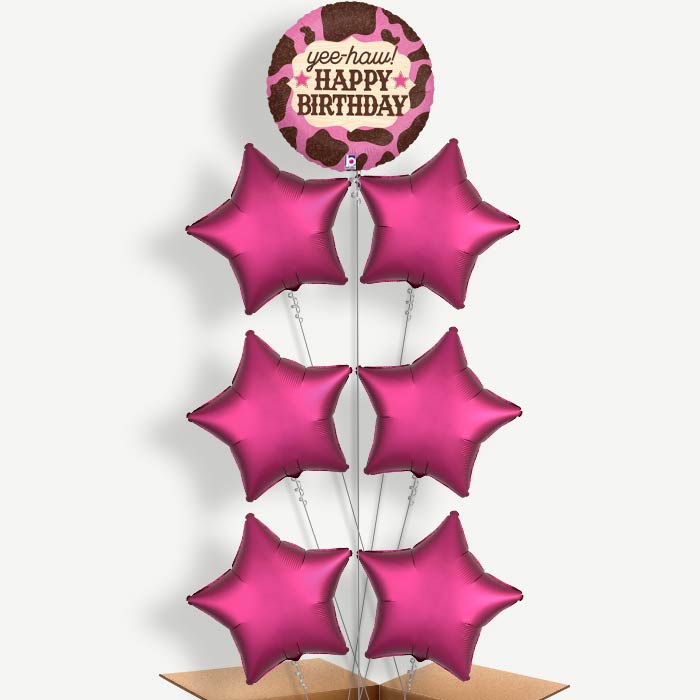 Cowgirl Yee Haw Birthday Helium Balloon Arrangement | Party Save Smile