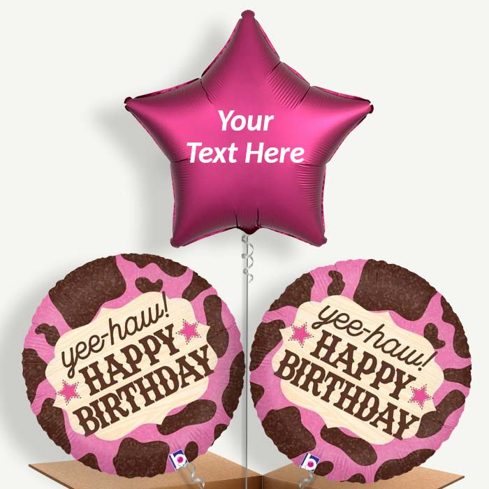 Personalisable Cowgirl Yee Haw Birthday Helium Balloons | Party Save Smile
