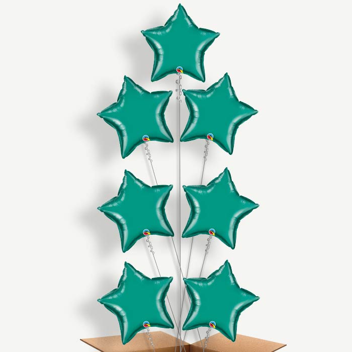 Teal Blue Star Helium Balloon Arrangement | Party Save Smile