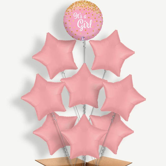New Baby Pink Confetti Helium Balloon Bundle | Party Save Smile