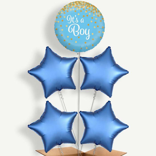 New Baby Blue Confetti Balloon Cluster Inflated with Helium | Party Save Smile