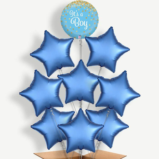 New Baby Blue Confetti Helium Balloon Bundle | Party Save Smile