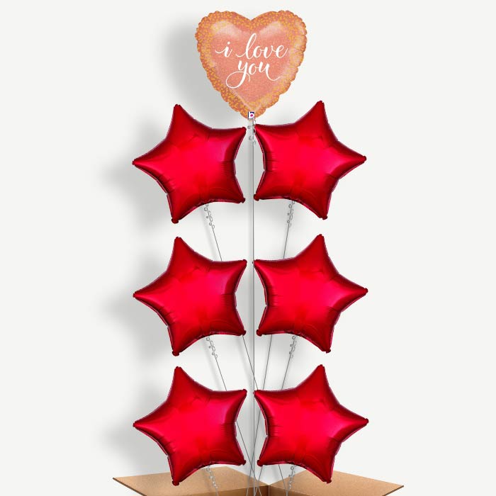 I Love You Rose Gold Helium Balloon Arrangement | Party Save Smile