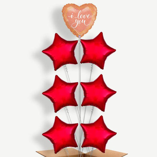 I Love You Rose Gold Helium Balloon Arrangement | Party Save Smile