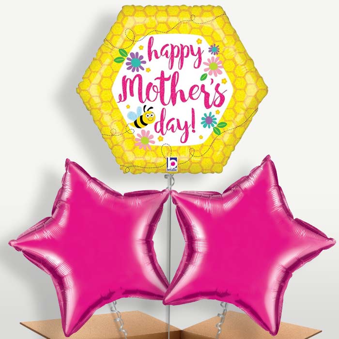 Mother's Day Bee Bunch of Balloons inflated with Helium | Party Save Smile
