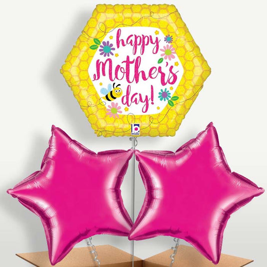 Mother's Day Bee Bunch of Balloons inflated with Helium | Party Save Smile