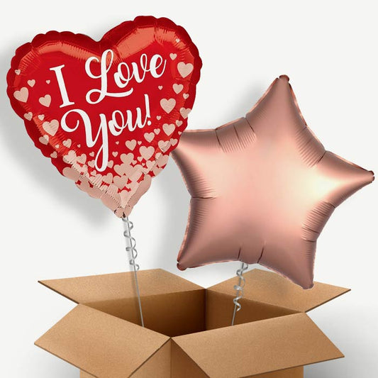 I Love You (Rose Gold Hearts) Helium Balloon Two | Party Save Smile