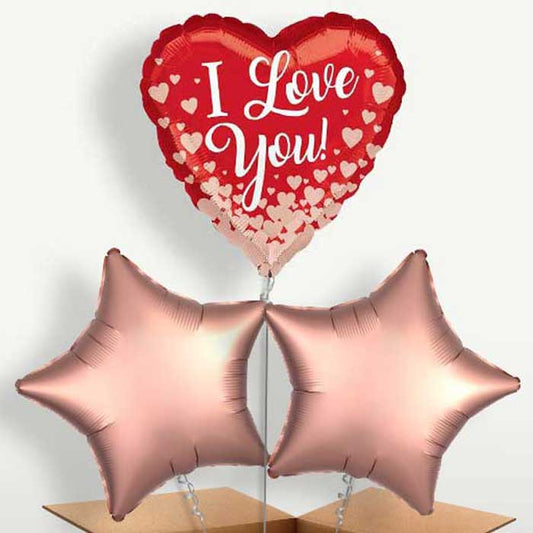 I Love You (Rose Gold Hearts) Bunch of Balloons | Party Save Smile