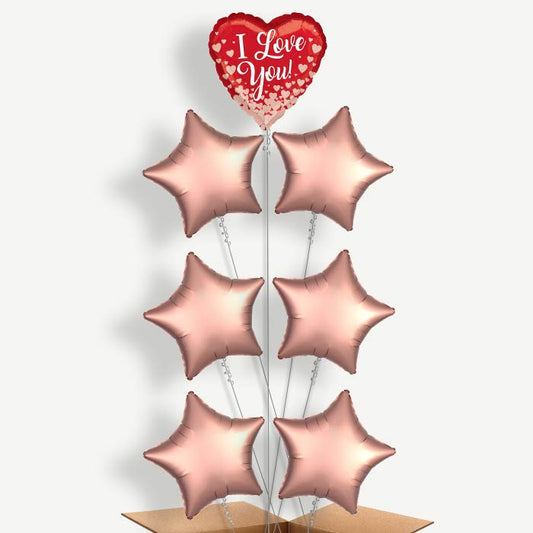I Love You (Rose Gold Hearts) Helium Balloon Arrangement | Party Save Smile