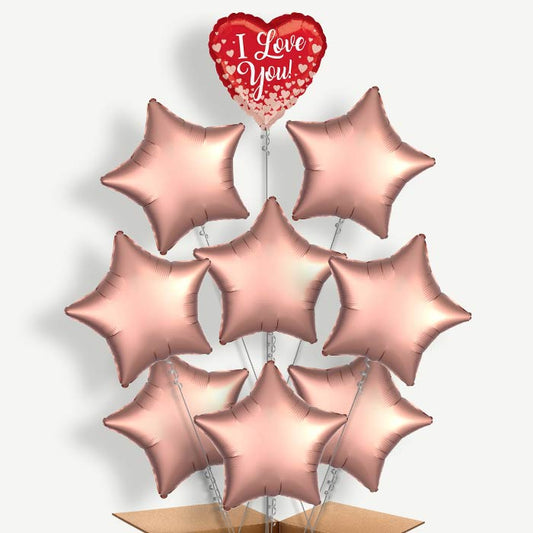 I Love You (Rose Gold Hearts) Helium Balloon Bundle | Party Save Smile