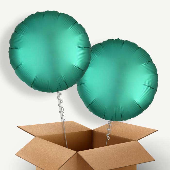 Jade Green Satin Circle Helium Balloon Pair | Party Save Smile