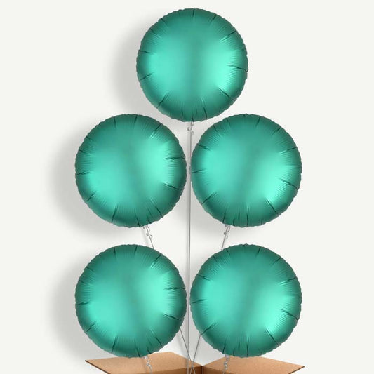 Jade Green Satin Circle Helium Cluster Balloons | Party Save Smile