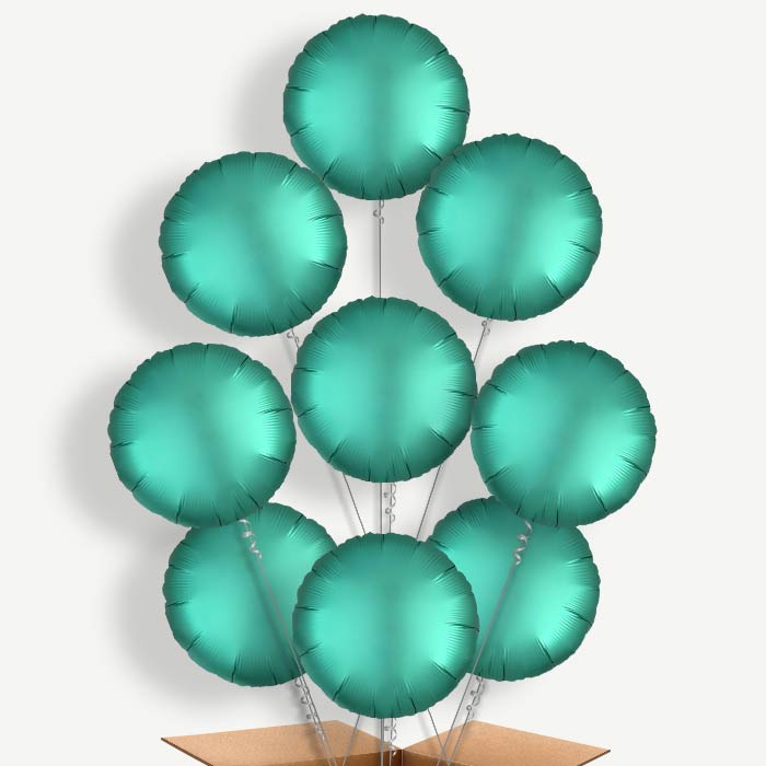 Jade Green Satin Circle Helium Balloon Bundle | Party Save Smile