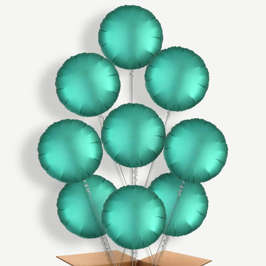 Jade Green Satin Circle Helium Balloon Bundle | Party Save Smile