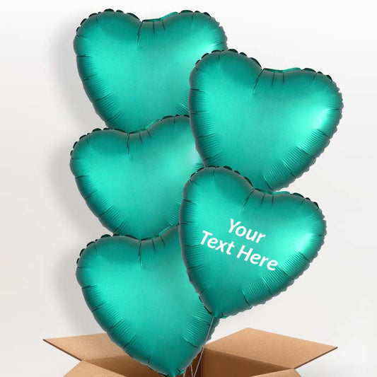 Jade Green Satin Heart Helium Balloon in a Box - 5 Balloon | Party Save Smile