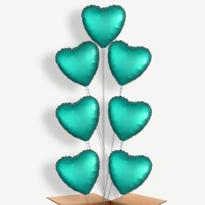 Jade Green Satin Heart Helium Balloon Arrangement | Party Save Smile
