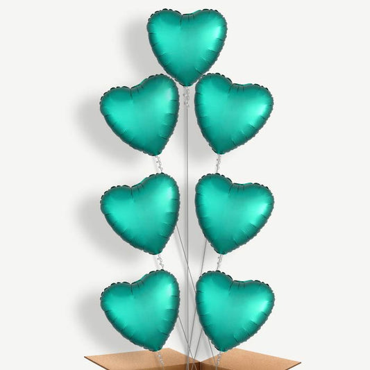 Jade Green Satin Heart Helium Balloon Arrangement | Party Save Smile