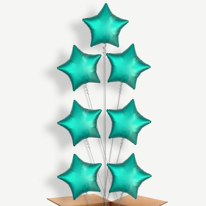 Jade Green Satin Star Helium Balloon Arrangement | Party Save Smile