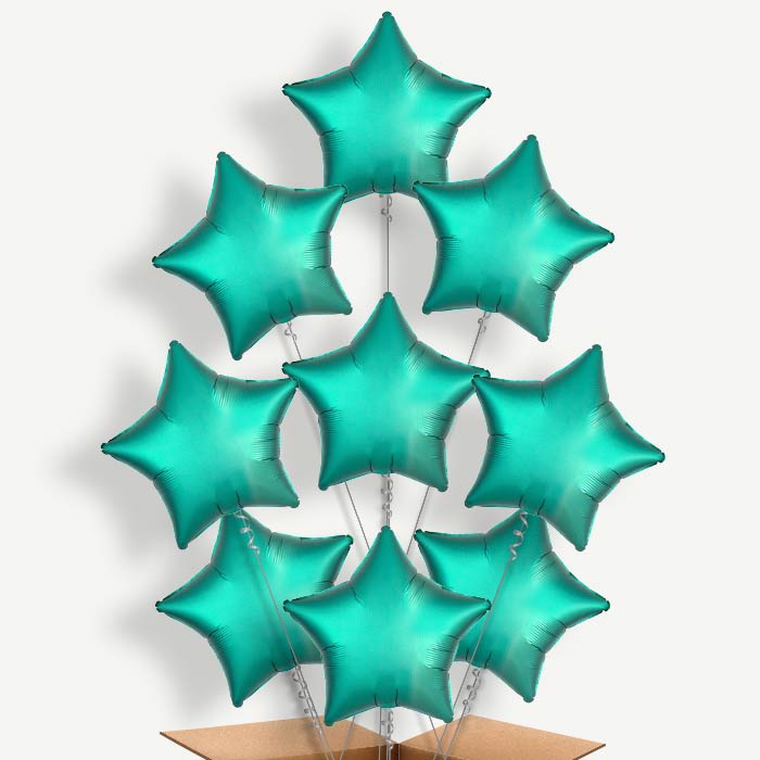 Jade Green Satin Star Helium Balloon Bundle | Party Save Smile
