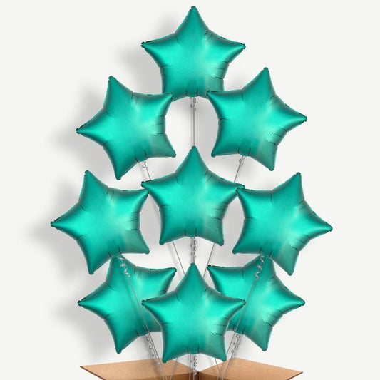 Jade Green Satin Star Helium Balloon Bundle | Party Save Smile