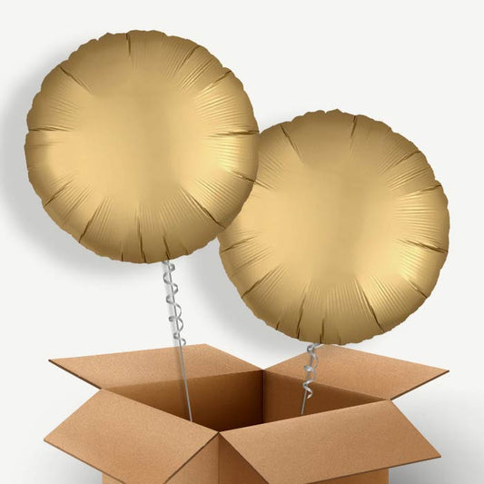 Satin Gold Circle Helium Balloon Couple | Party Save Smile
