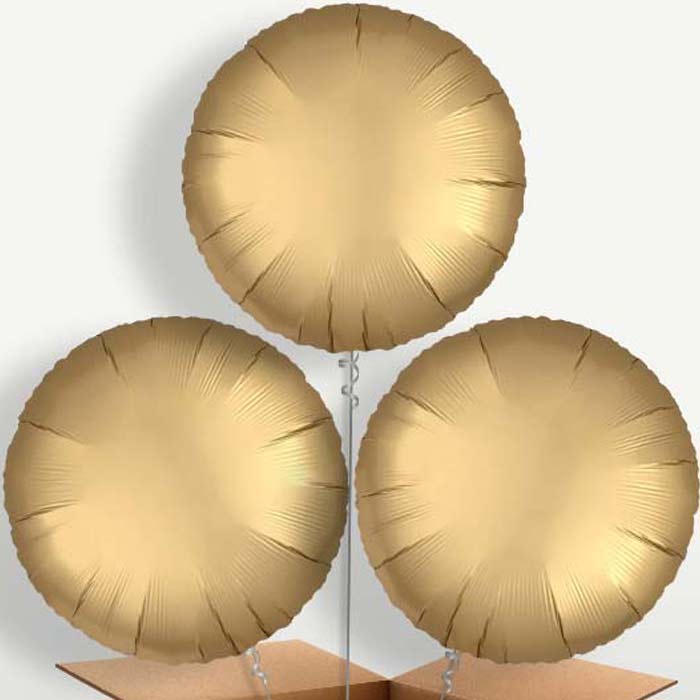 Satin Gold Circle Helium Bunch of Balloons | Party Save Smile