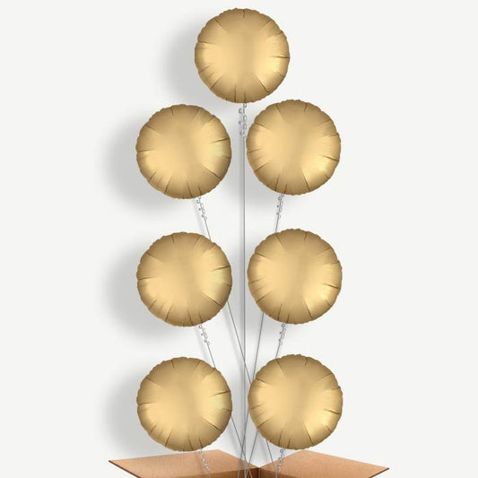 Satin Gold Circle Helium Balloon Arrangement | Party Save Smile