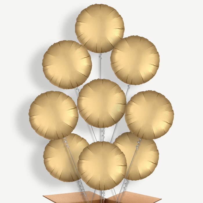 Satin Gold Circle Helium Balloon Bundle | Party Save Smile