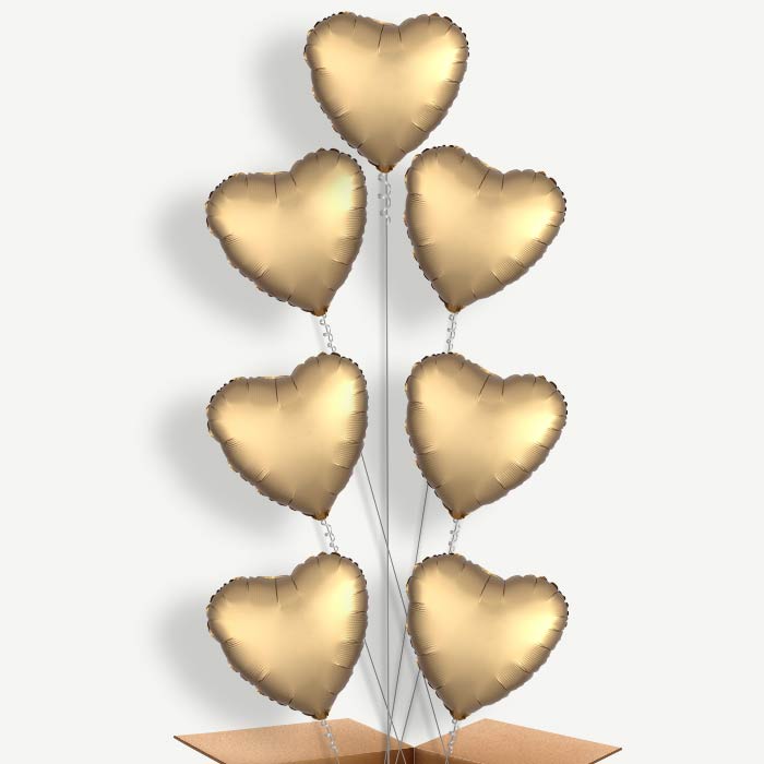 Satin Gold Heart Helium Balloon Arrangement | Party Save Smile