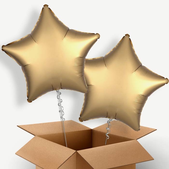 Satin Gold Star Helium Balloon Couple | Party Save Smile