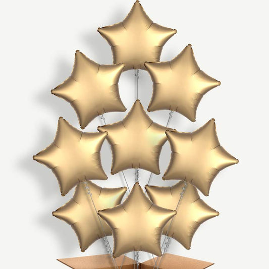 Satin Gold Star Helium Balloon Bundle | Party Save Smile