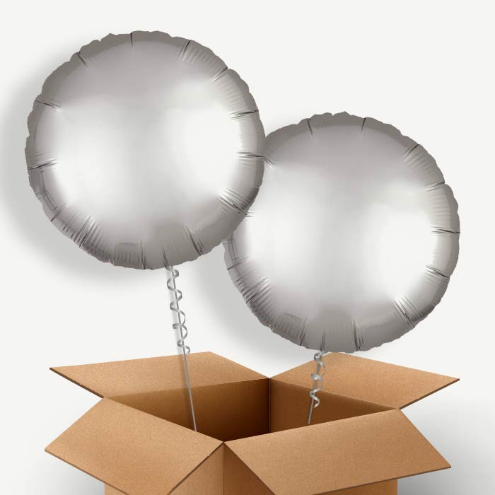 Platinum Grey Circle Helium Balloon Couple | Party Save Smile