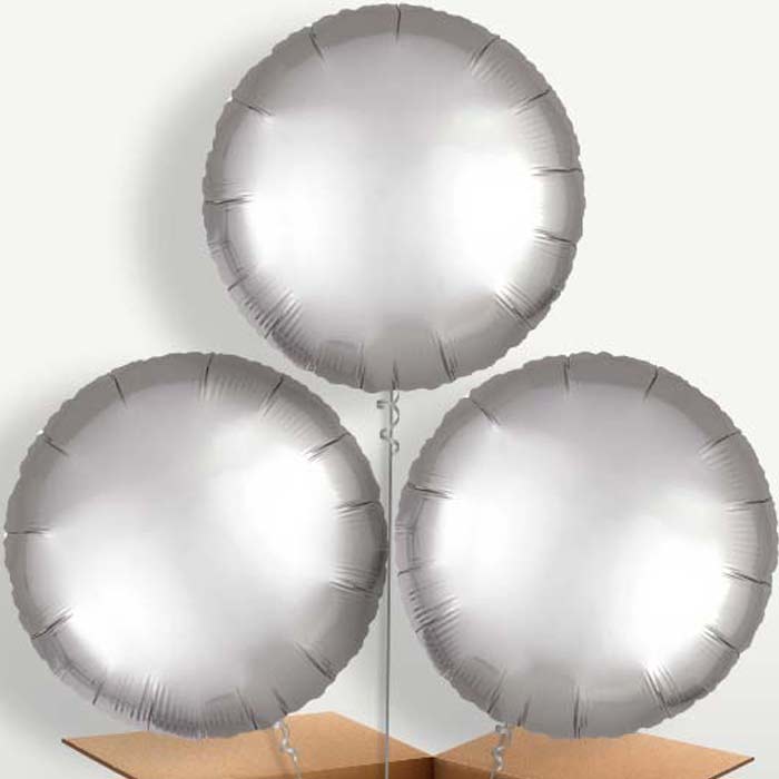 Platinum Grey Circle Trio Balloon Bunch | Party Save Smile