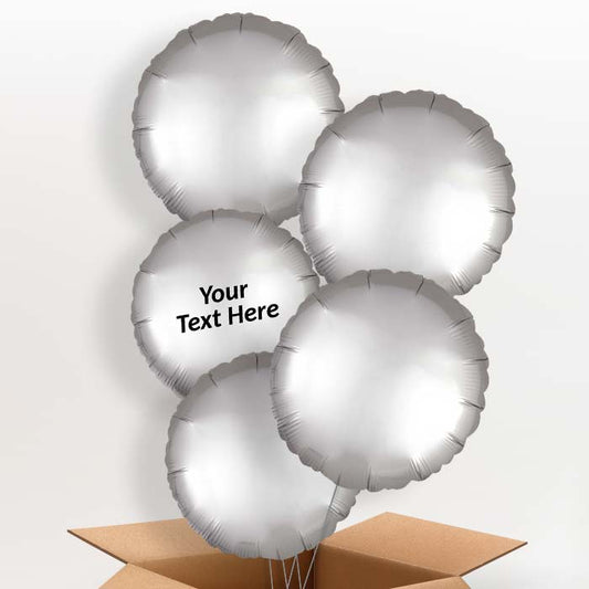 Platinum Grey Circle Helium Balloons in a Box - 5 Balloon | Party Save Smile