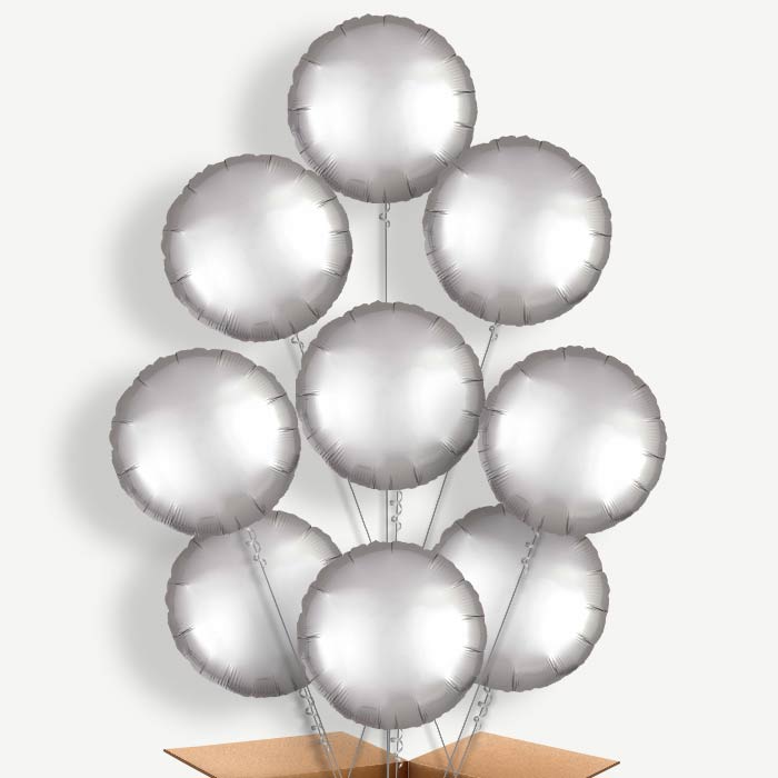 Platinum Grey Circle Helium Balloon Bundle | Party Save Smile