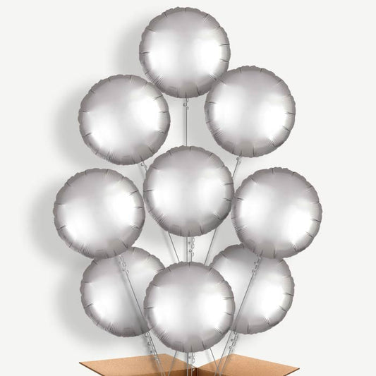 Platinum Grey Circle Helium Balloon Bundle | Party Save Smile