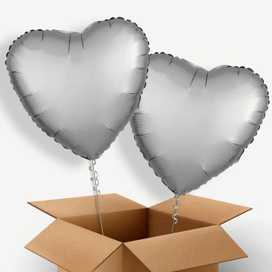 Platinum Grey Heart Helium Balloon Couple | Party Save Smile