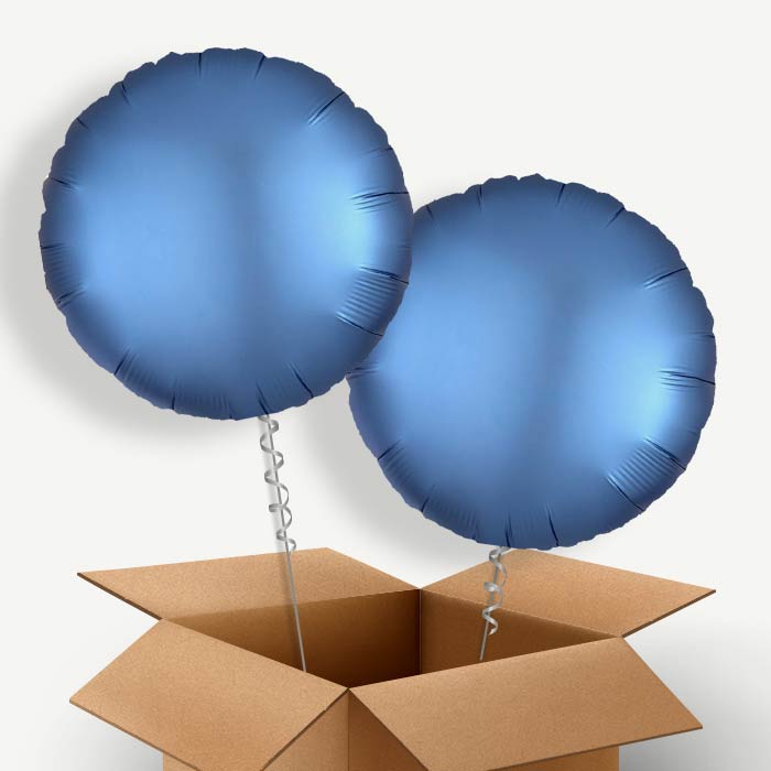 Azure Blue Satin Circle Helium Balloon Two | Party Save Smile