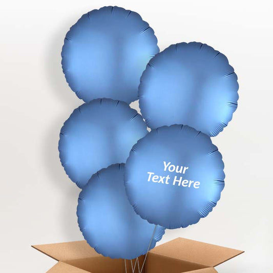Azure Blue Satin Circle Helium Balloon in a Box - 5 Balloon | Party Save Smile