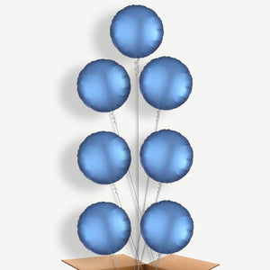 Azure Blue Satin Circle 7 Helium Balloon Arrangement