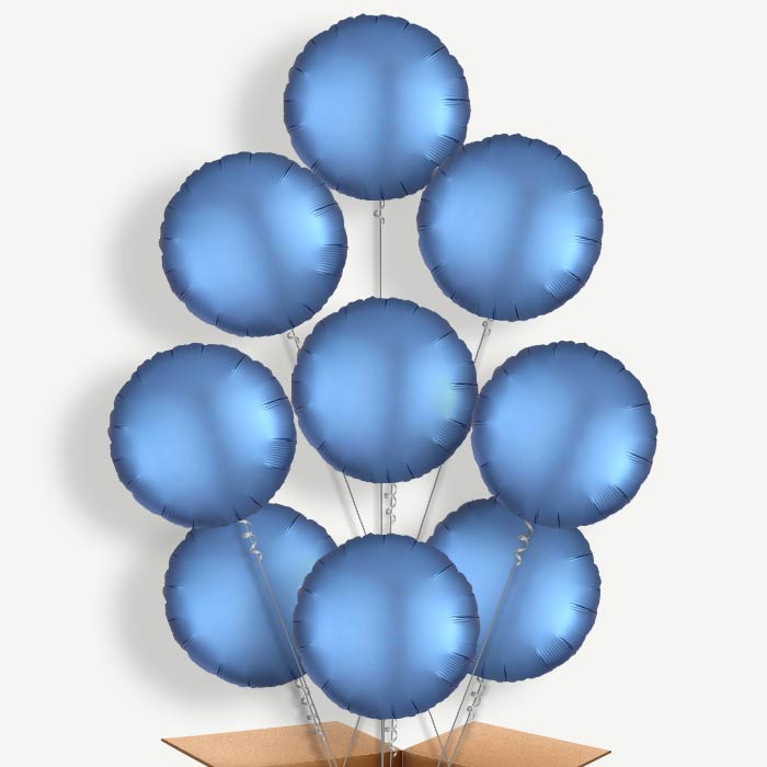 Azure Blue Satin Circle Helium Balloon Bundle | Party Save Smile