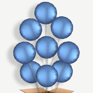 Azure Blue Satin Circle 9 Helium Balloon Bundle