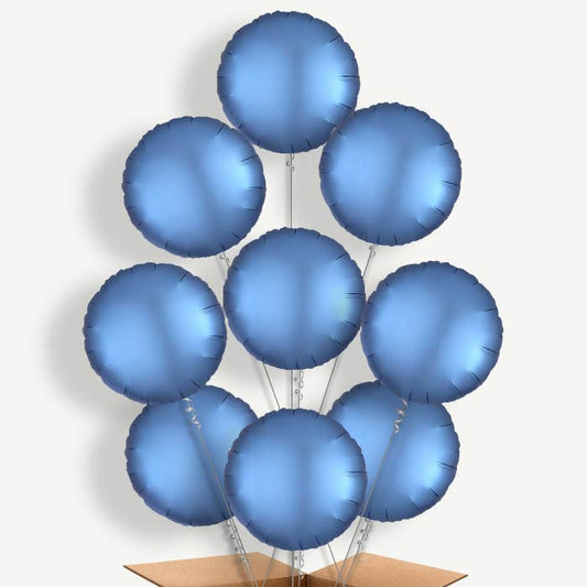 Azure Blue Satin Circle Helium Balloon Bundle | Party Save Smile