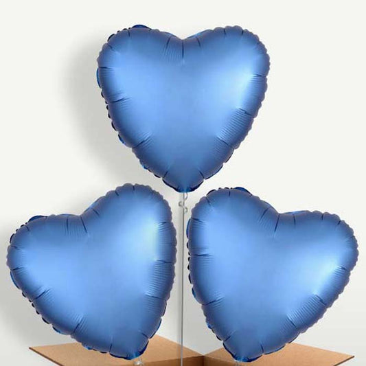 Azure Blue Heart Satin Luxe Bunch of Balloons | Party Save Smile