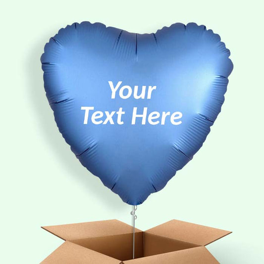 Azure Blue Heart Satin Luxe Balloon in a Box