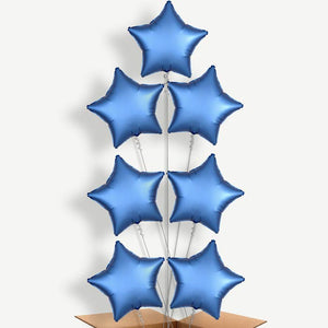 Azure Blue Satin Star 7 Helium Balloon Arrangement