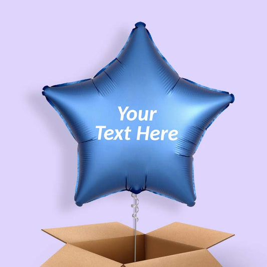 Azure Blue Satin Star Balloon in a Box