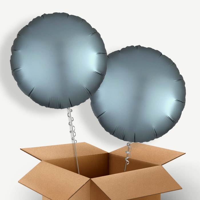 Steel Blue Satin Circle Helium Balloon Couple | Party Save Smile