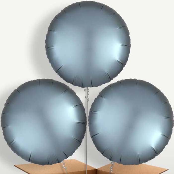 Steel Blue Satin Circle Helium Bunch of Balloons | Party Save Smile